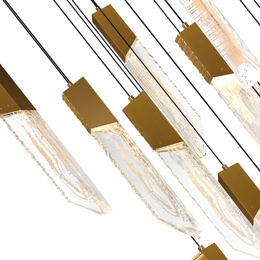 Petra Integrated LED 24in Brass Chandelier with Handcrafted Glass. Picture 4