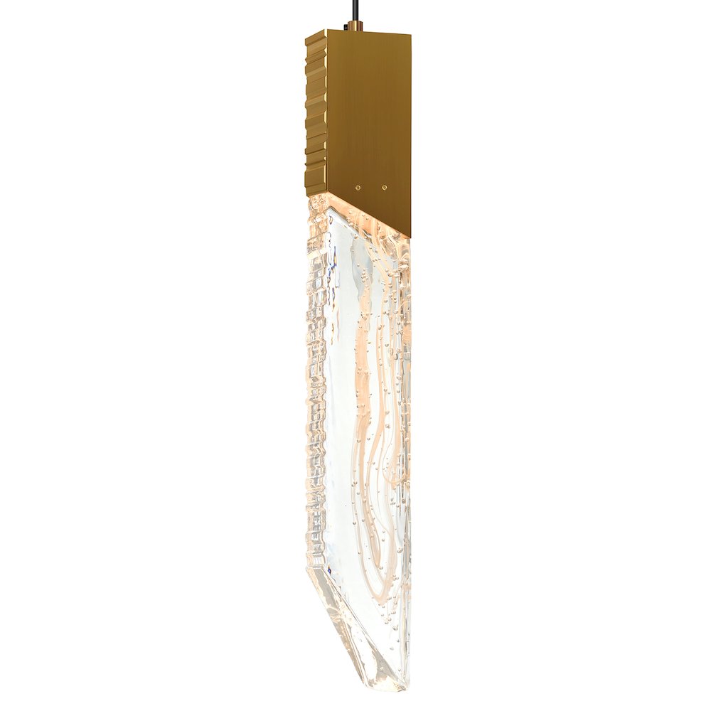 Petra Integrated LED 24in Brass Chandelier with Handcrafted Glass. Picture 5