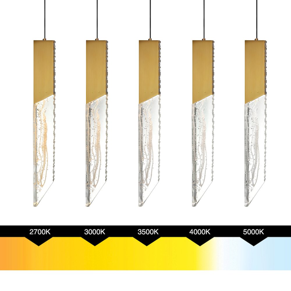 Petra Integrated LED 24in Brass Chandelier with Handcrafted Glass. Picture 7