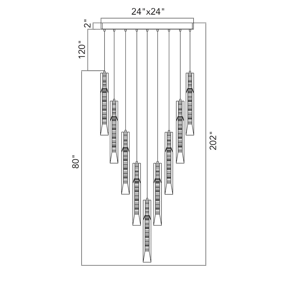 Petra Integrated LED 24in Brass Chandelier with Handcrafted Glass. Picture 8