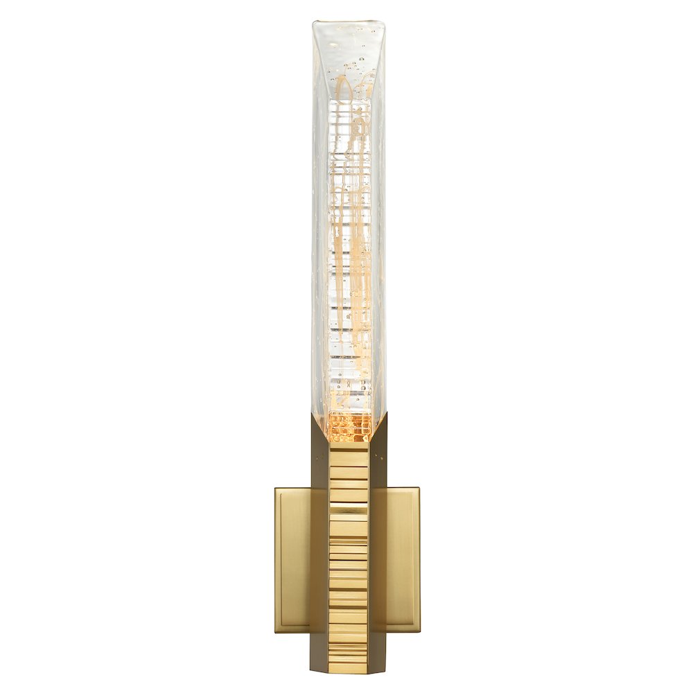 Petra Integrated LED 22in Brass Wall Light with Handcrafted Glass. Picture 2