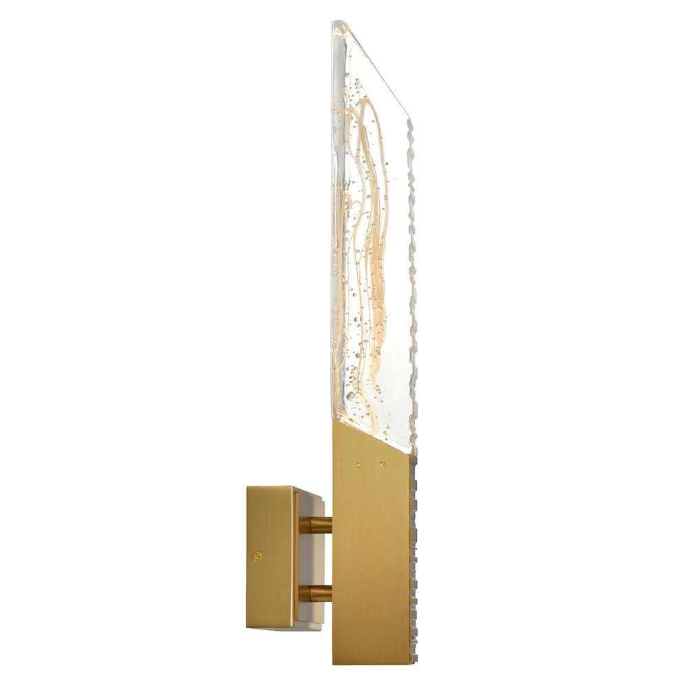 Petra Integrated LED 22in Brass Wall Light with Handcrafted Glass. Picture 1