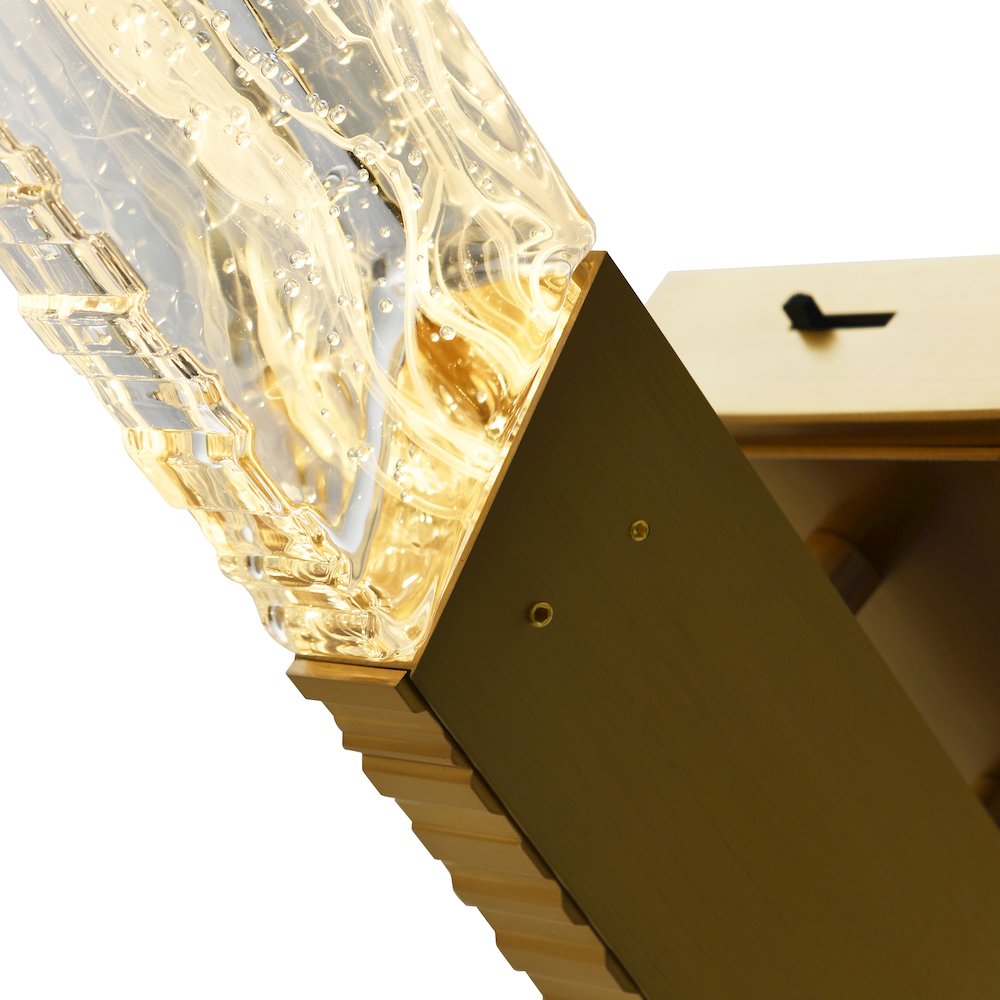 Petra Integrated LED 22in Brass Wall Light with Handcrafted Glass. Picture 7