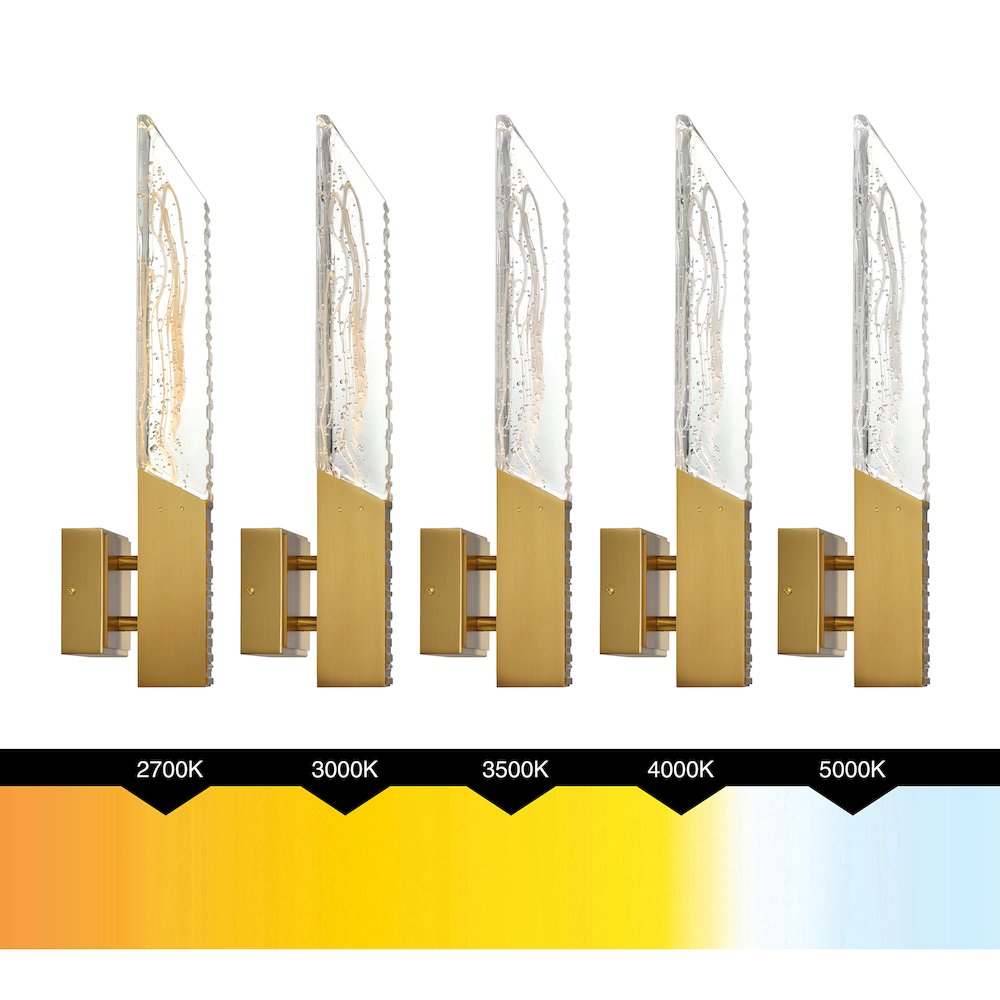 Petra Integrated LED 22in Brass Wall Light with Handcrafted Glass. Picture 8