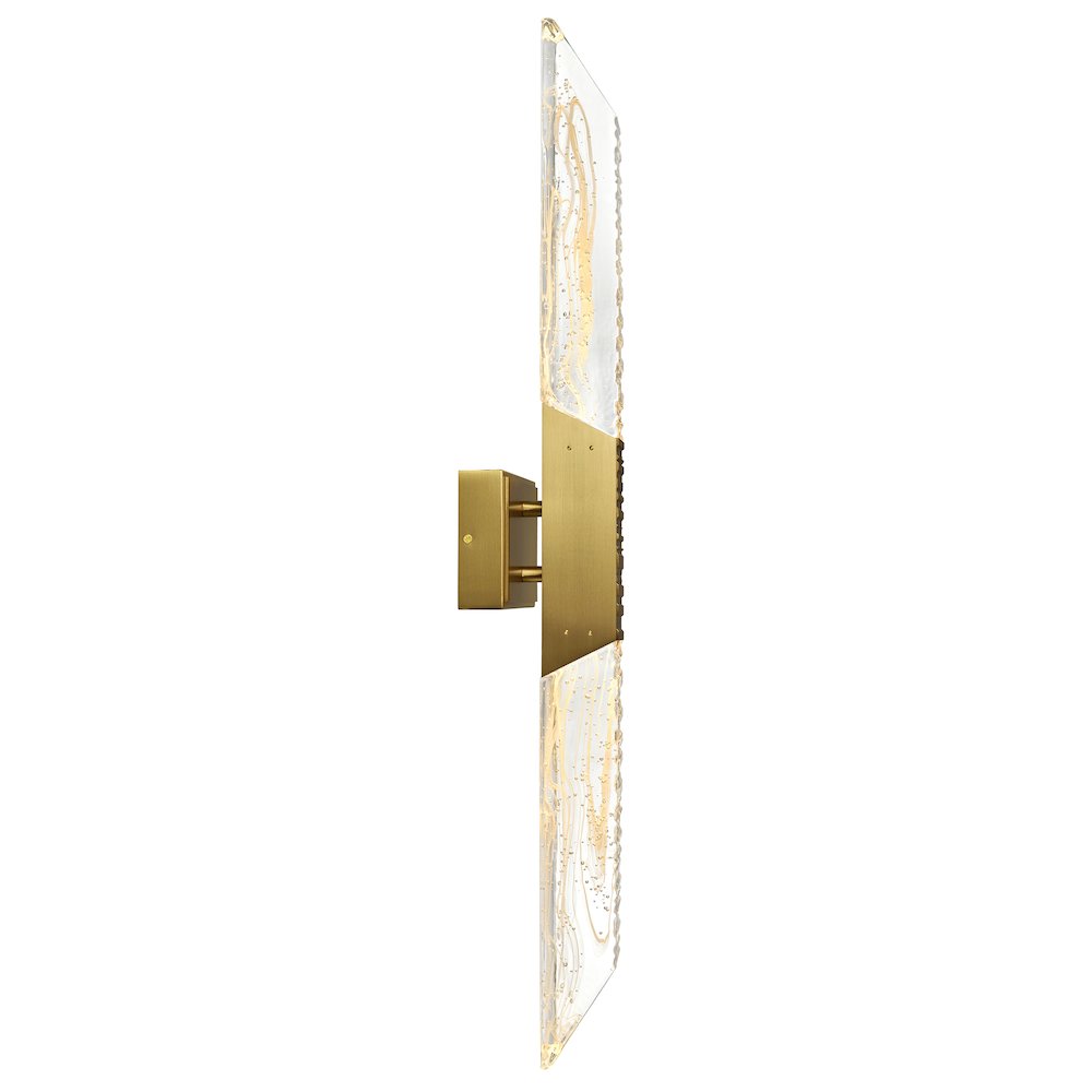 Petra Integrated LED 36in Brass Vanity Light with Handcrafted Glass. Picture 2