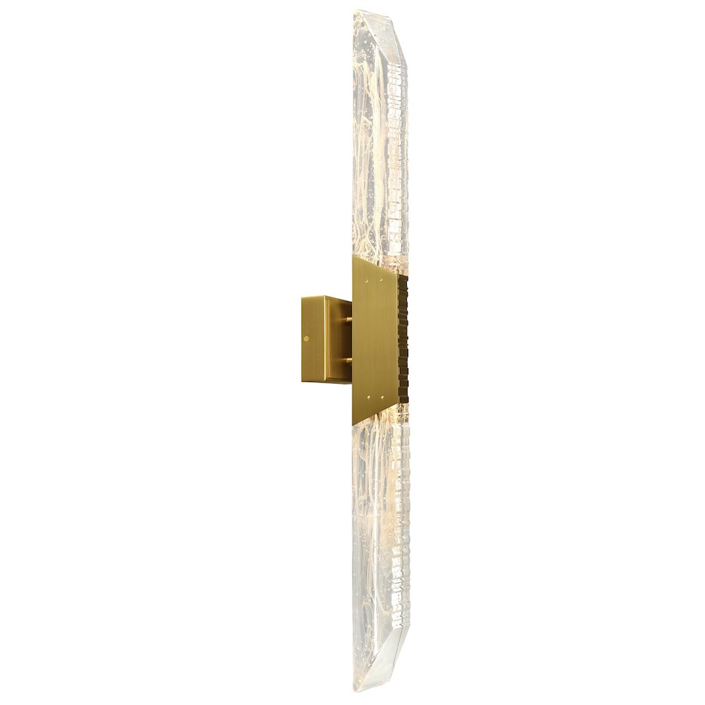 Petra Integrated LED 36in Brass Vanity Light with Handcrafted Glass. Picture 3