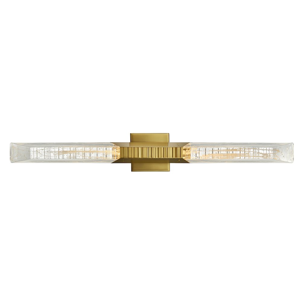 Petra Integrated LED 36in Brass Vanity Light with Handcrafted Glass. Picture 8
