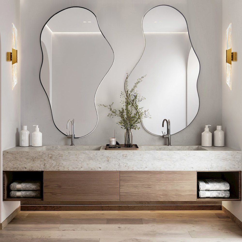 Petra Integrated LED 36in Brass Vanity Light with Handcrafted Glass. Picture 10