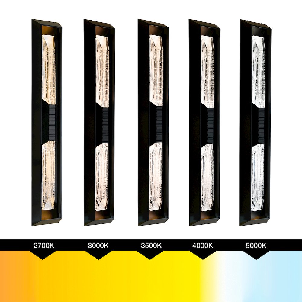 Petra Integrated LED 44in Sand Black Outdoor Wall Light with Handcrafted Glass. Picture 8