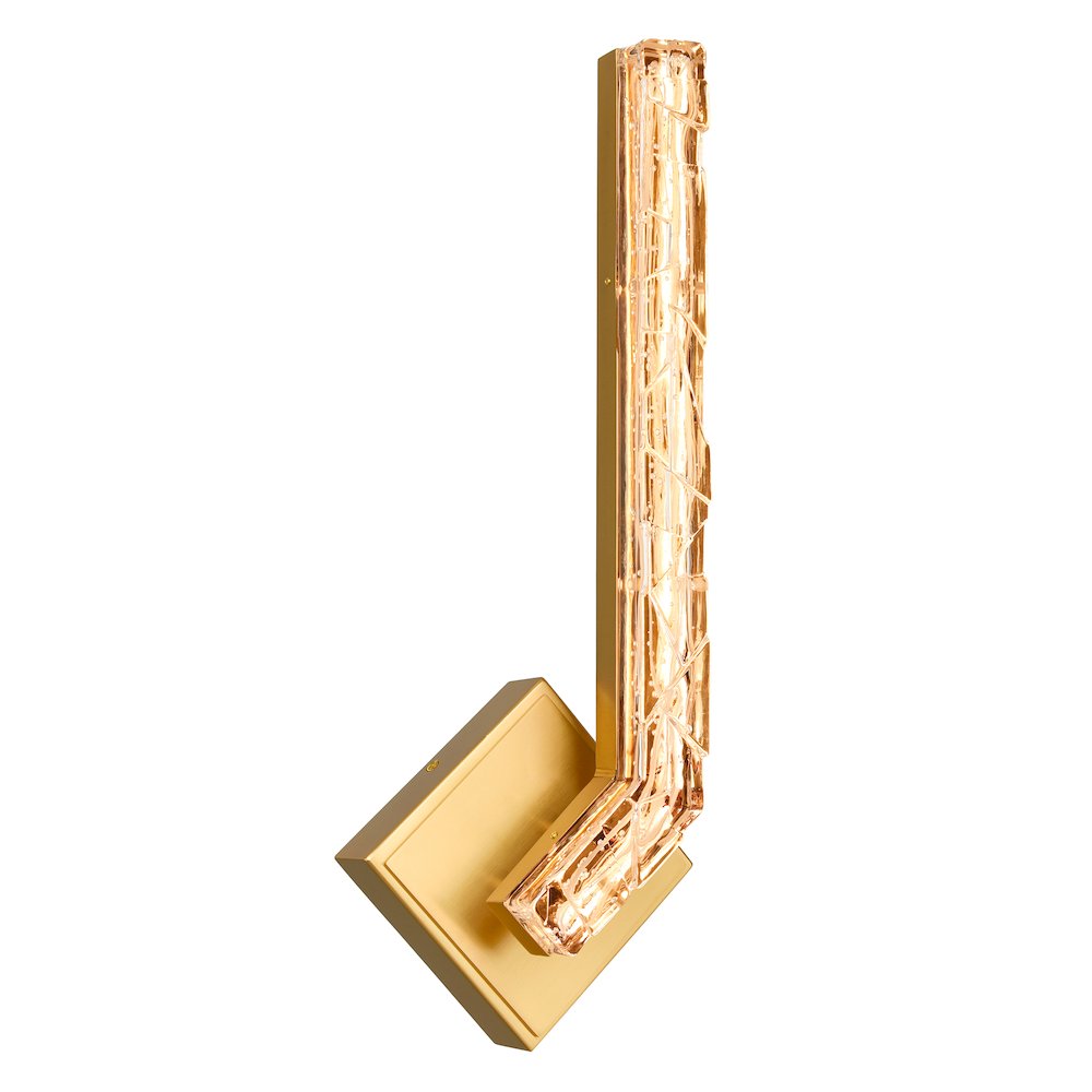 Contour Integrated LED 19in Brass Wall Light with Handcrafted Glass. Picture 16