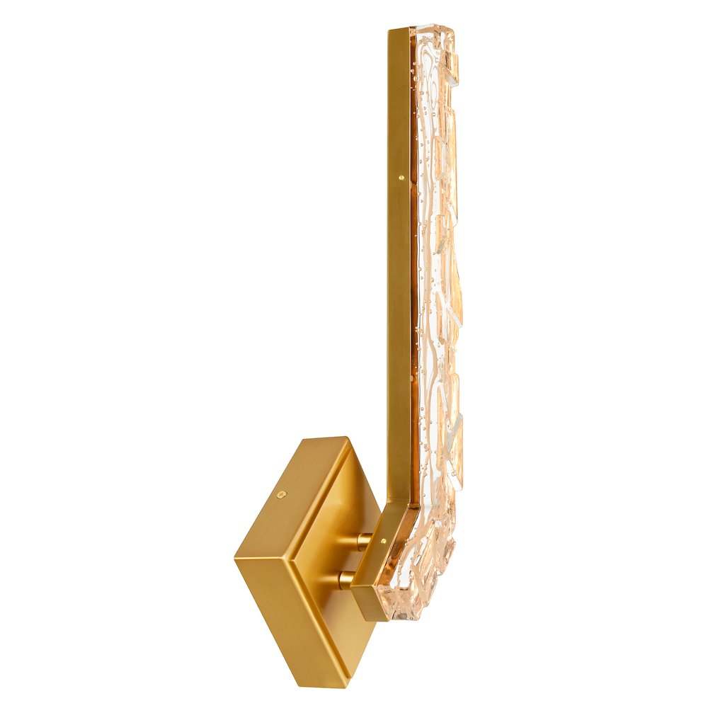 Contour Integrated LED 19in Brass Wall Light with Handcrafted Glass. Picture 4