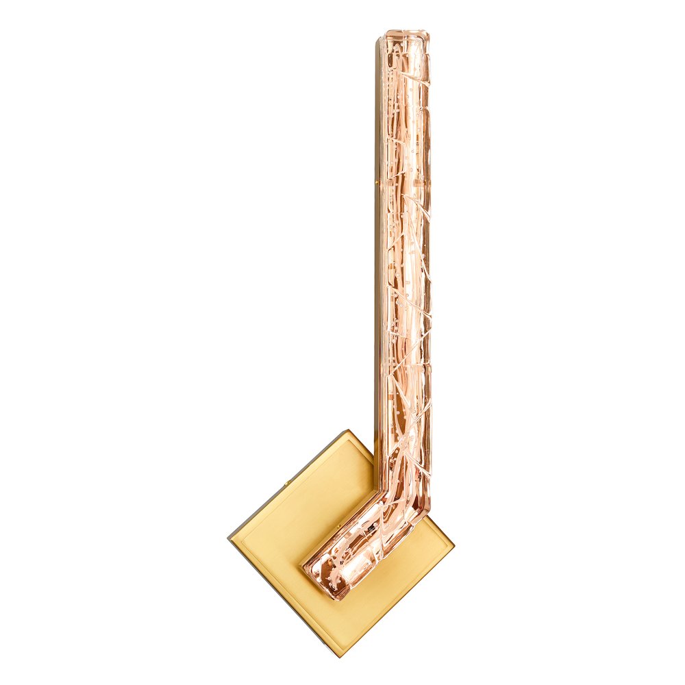 Contour Integrated LED 19in Brass Wall Light with Handcrafted Glass. Picture 1