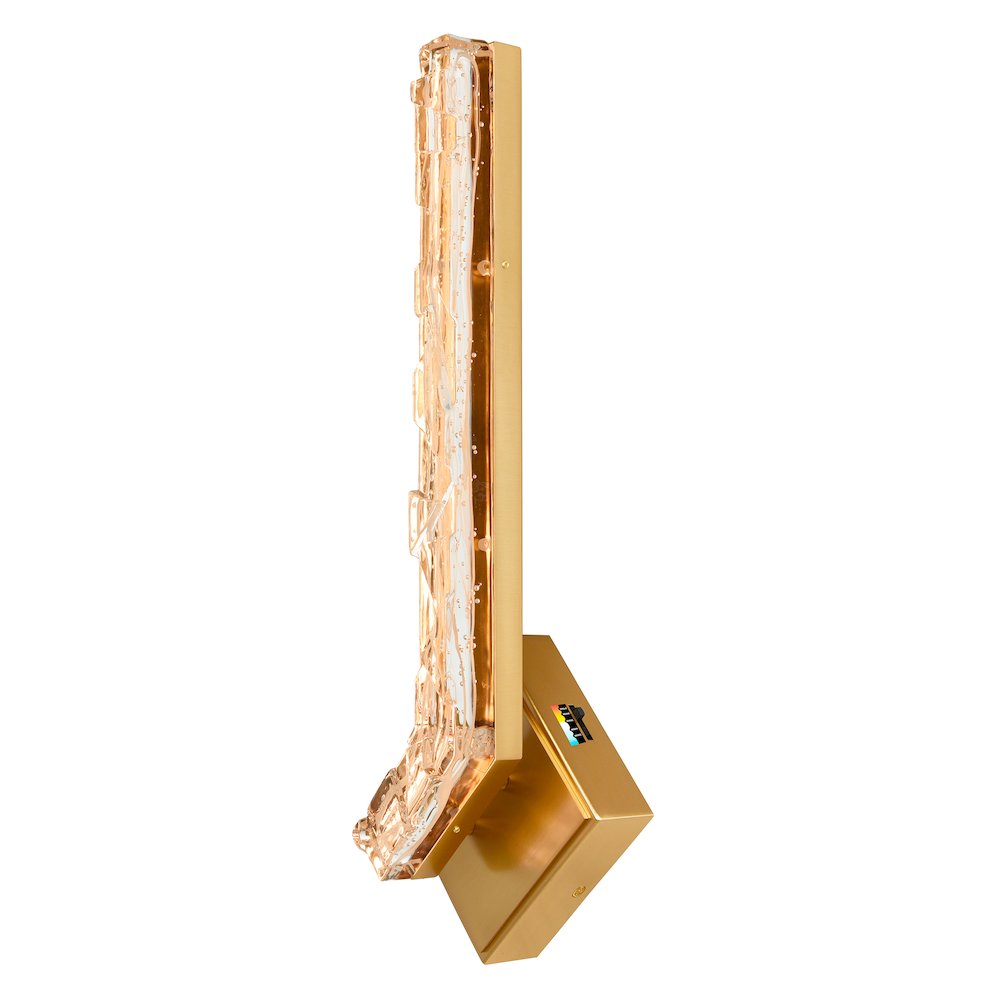 Contour Integrated LED 19in Brass Wall Light with Handcrafted Glass. Picture 2