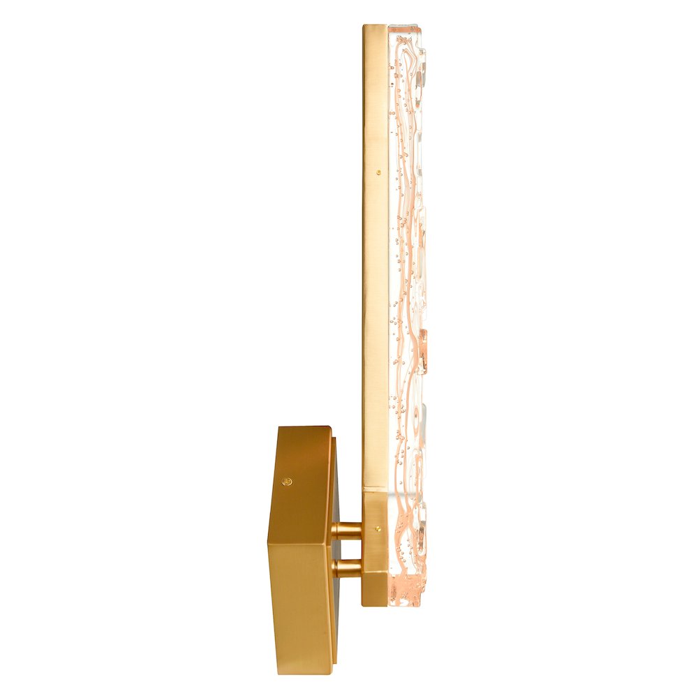Contour Integrated LED 19in Brass Wall Light with Handcrafted Glass. Picture 3