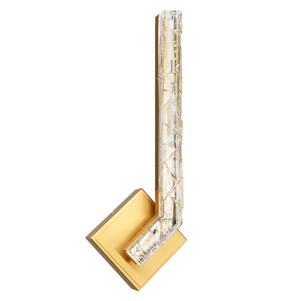Contour Integrated LED 19in Brass Wall Light with Handcrafted Glass. Picture 5