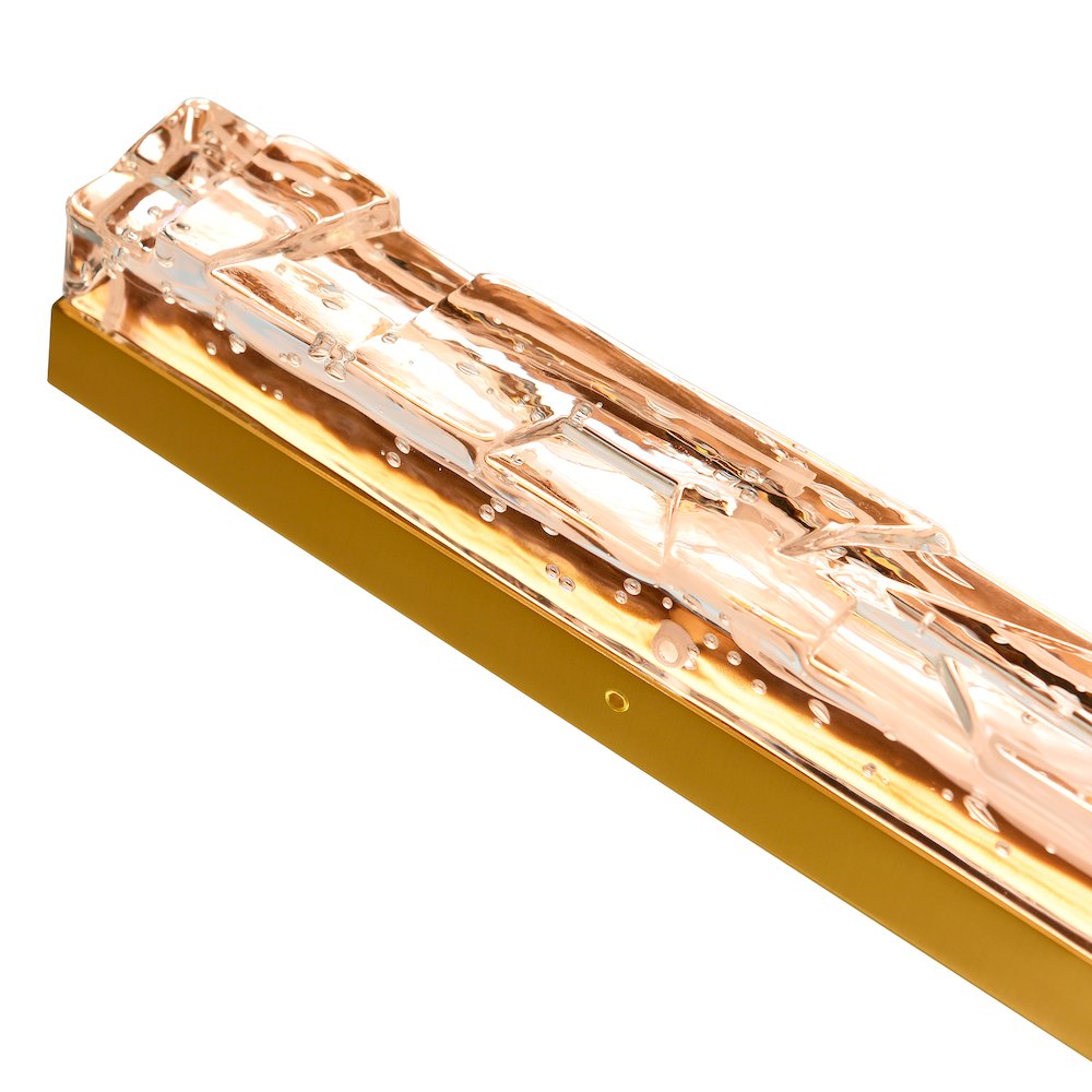 Contour Integrated LED 19in Brass Wall Light with Handcrafted Glass. Picture 6