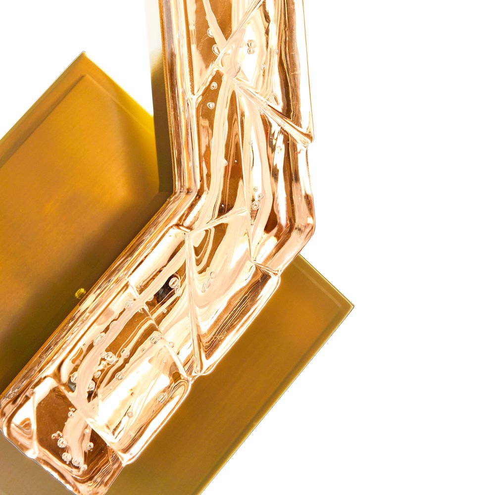 Contour Integrated LED 19in Brass Wall Light with Handcrafted Glass. Picture 9