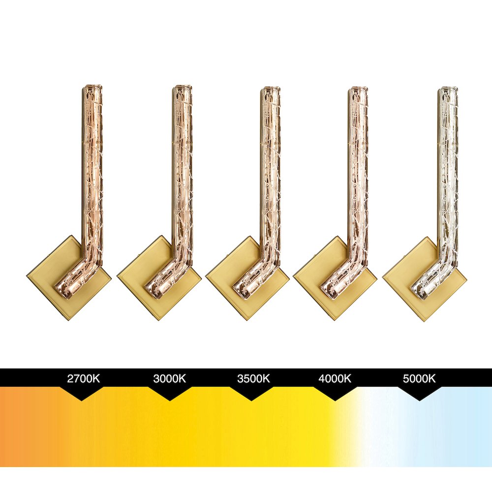 Contour Integrated LED 19in Brass Wall Light with Handcrafted Glass. Picture 8