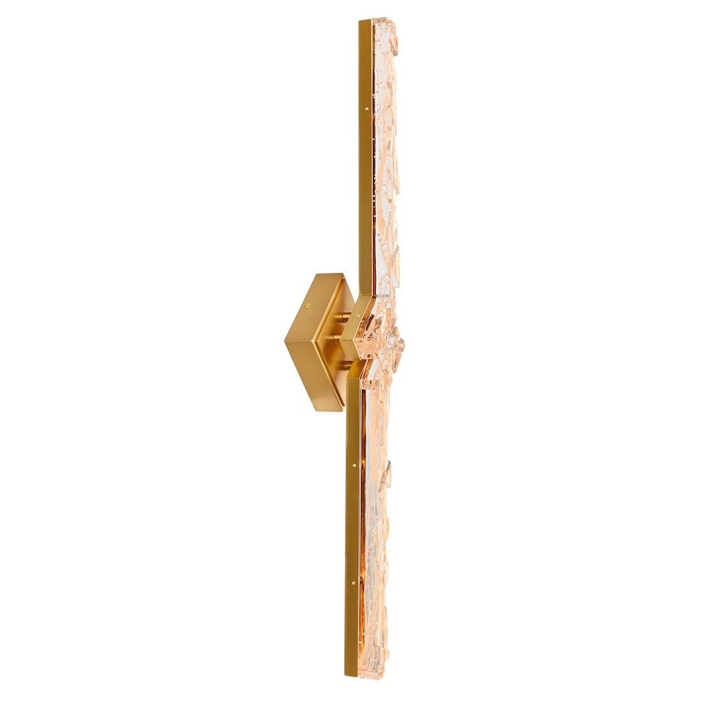 Contour Integrated LED 33in Brass Vanity Light with Handcrafted Glass. Picture 1