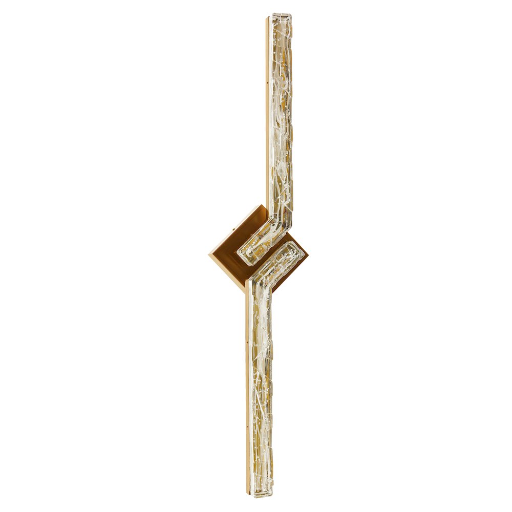 Contour Integrated LED 33in Brass Vanity Light with Handcrafted Glass. Picture 4