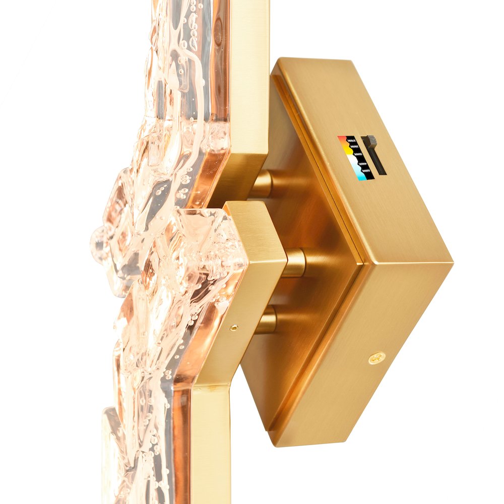 Contour Integrated LED 33in Brass Vanity Light with Handcrafted Glass. Picture 5