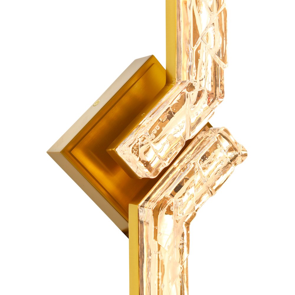 Contour Integrated LED 33in Brass Vanity Light with Handcrafted Glass. Picture 6