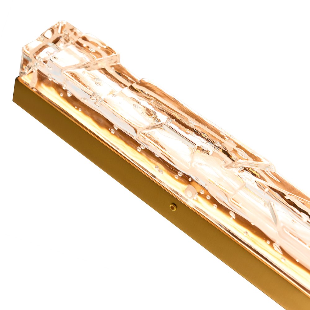 Contour Integrated LED 33in Brass Vanity Light with Handcrafted Glass. Picture 7