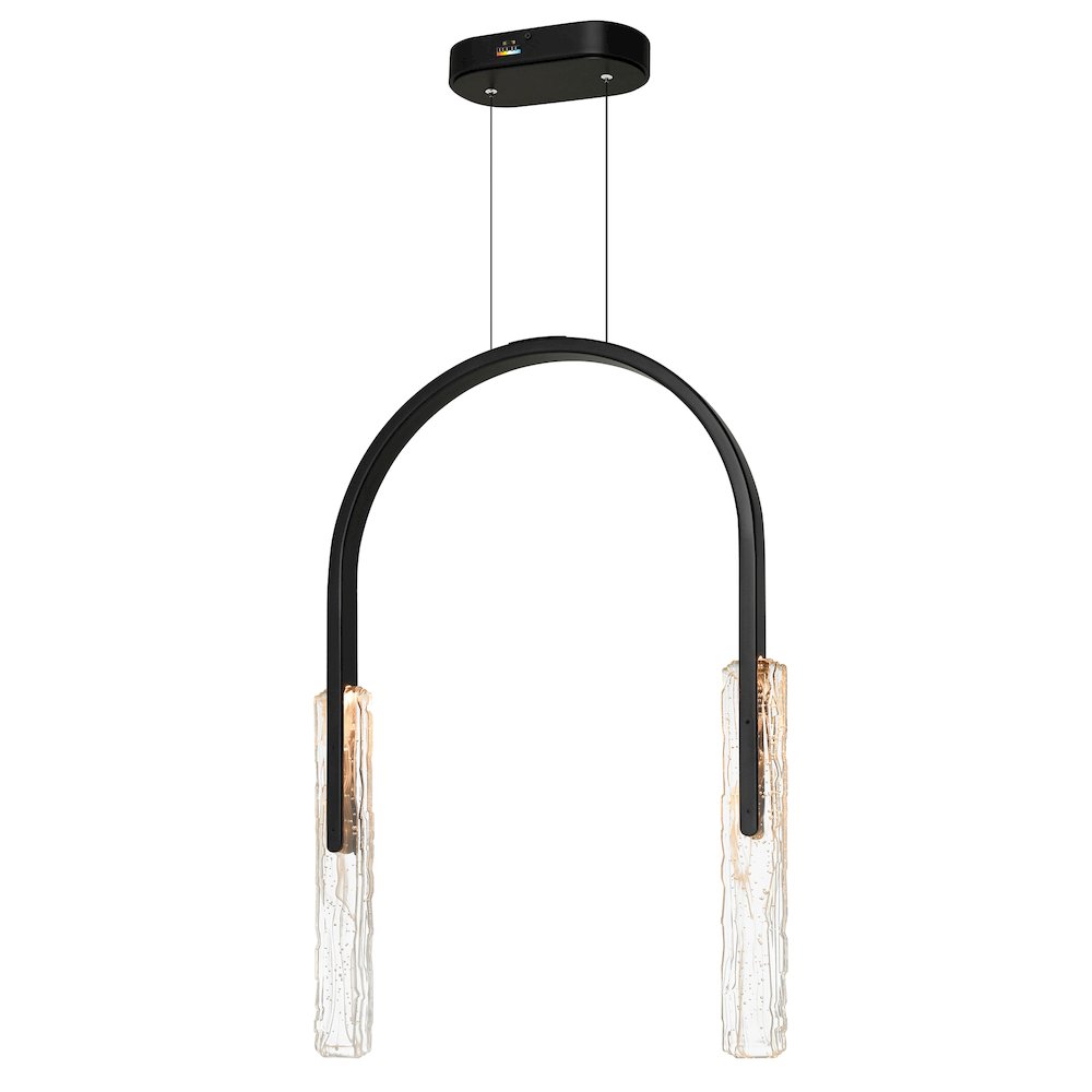 Curva Integrated LED 22in Black Chandelier with Handcrafted Glass. Picture 17
