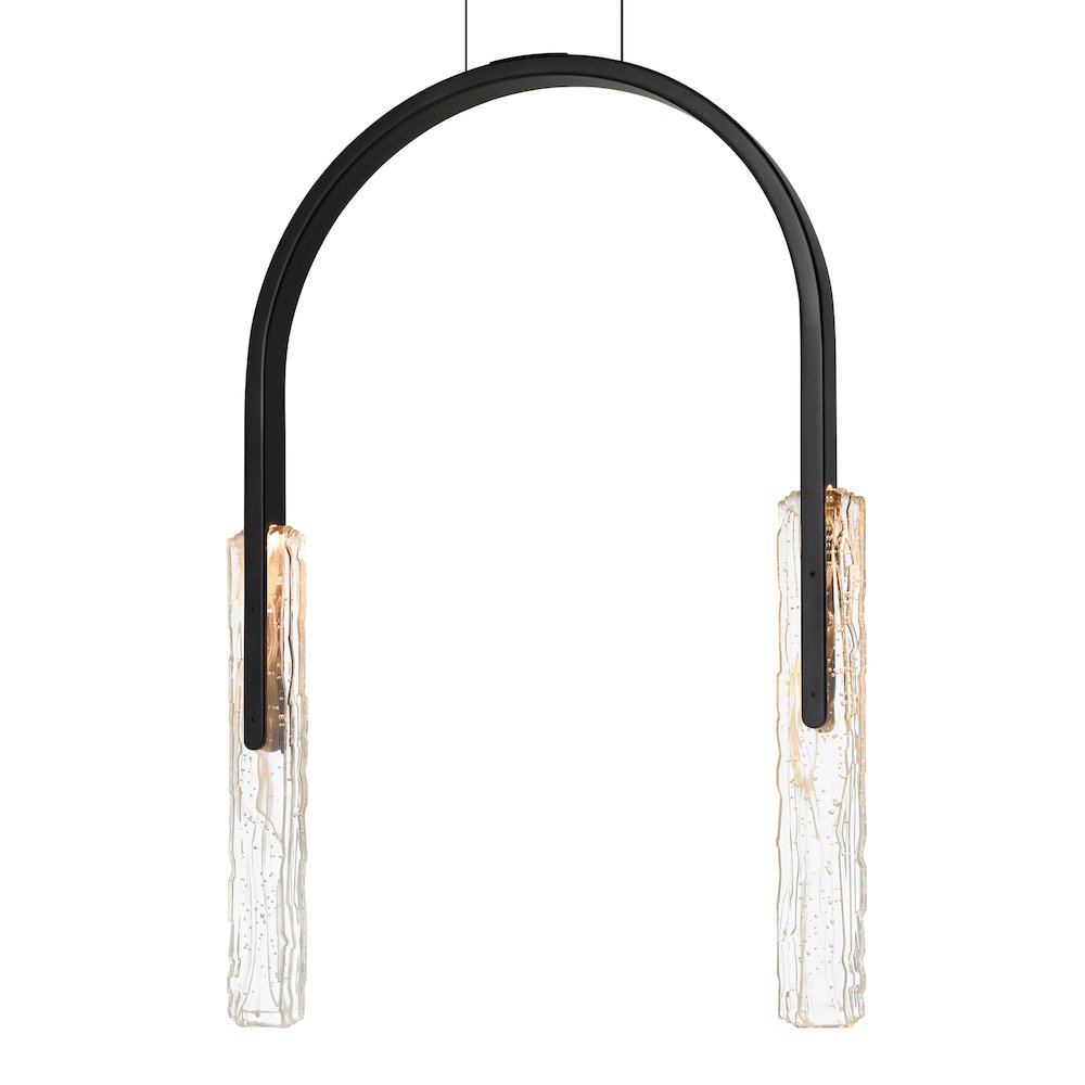 Curva Integrated LED 22in Black Chandelier with Handcrafted Glass. Picture 4