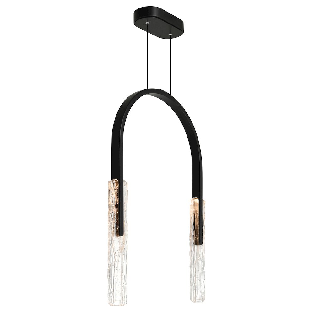 Curva Integrated LED 22in Black Chandelier with Handcrafted Glass. Picture 2