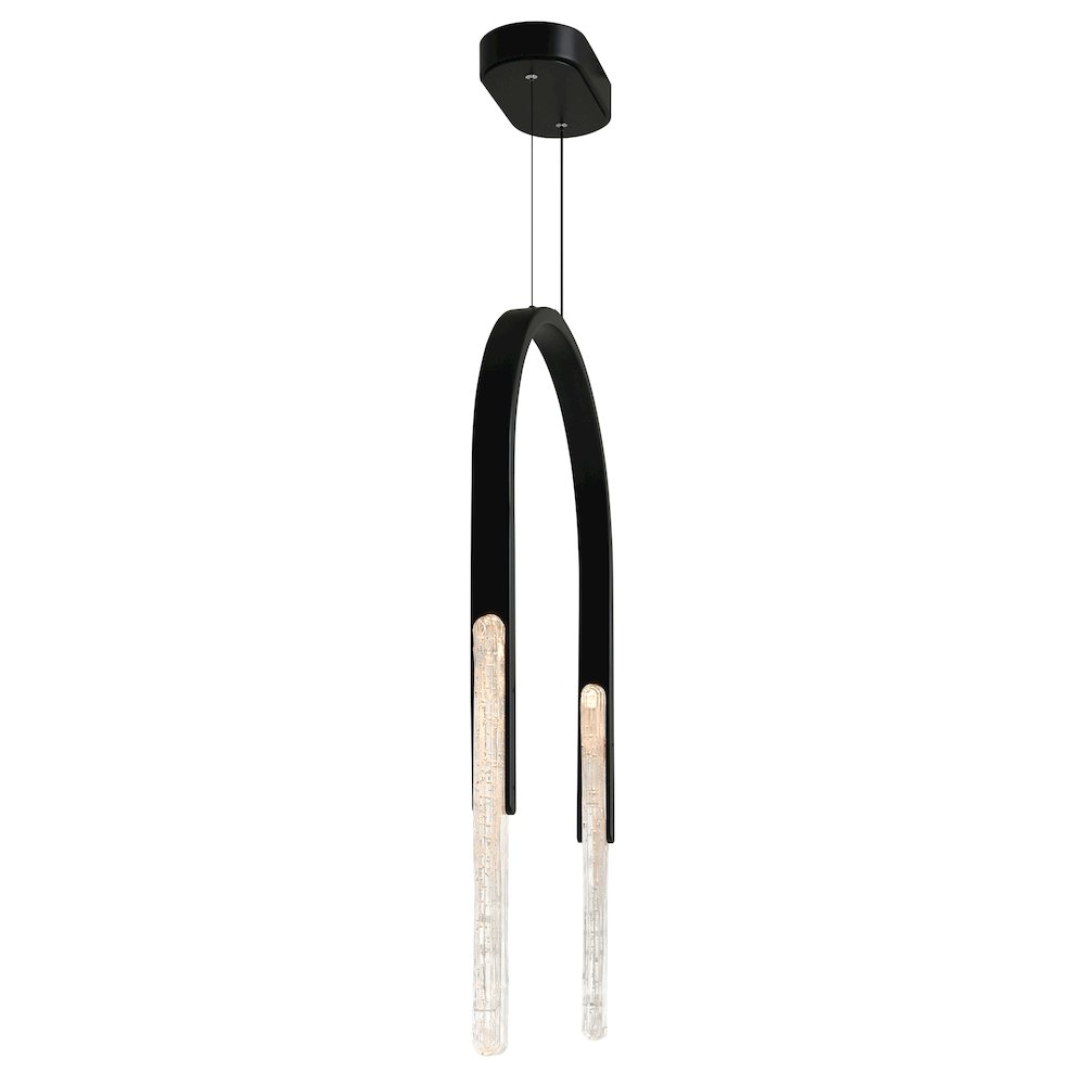 Curva Integrated LED 22in Black Chandelier with Handcrafted Glass. Picture 3