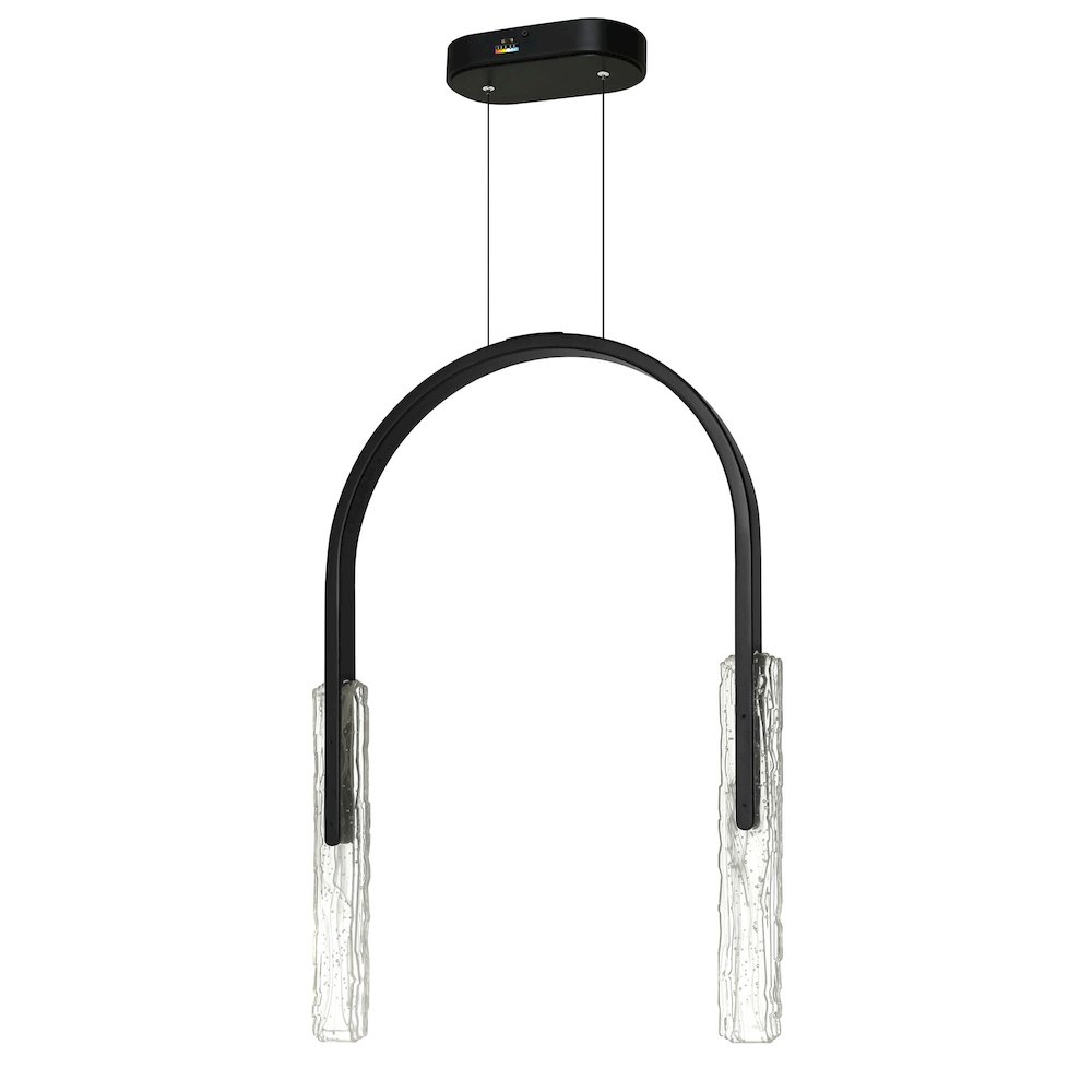 Curva Integrated LED 22in Black Chandelier with Handcrafted Glass. Picture 6
