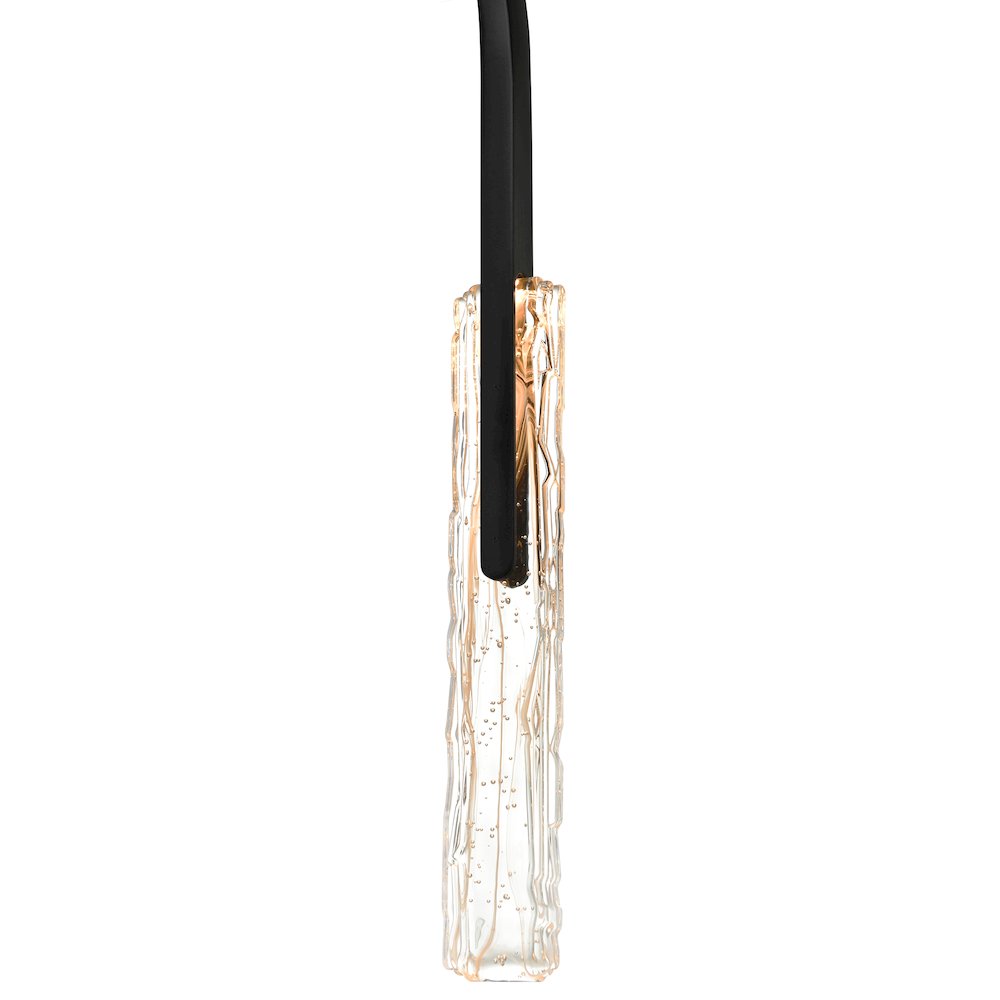 Curva Integrated LED 22in Black Chandelier with Handcrafted Glass. Picture 5