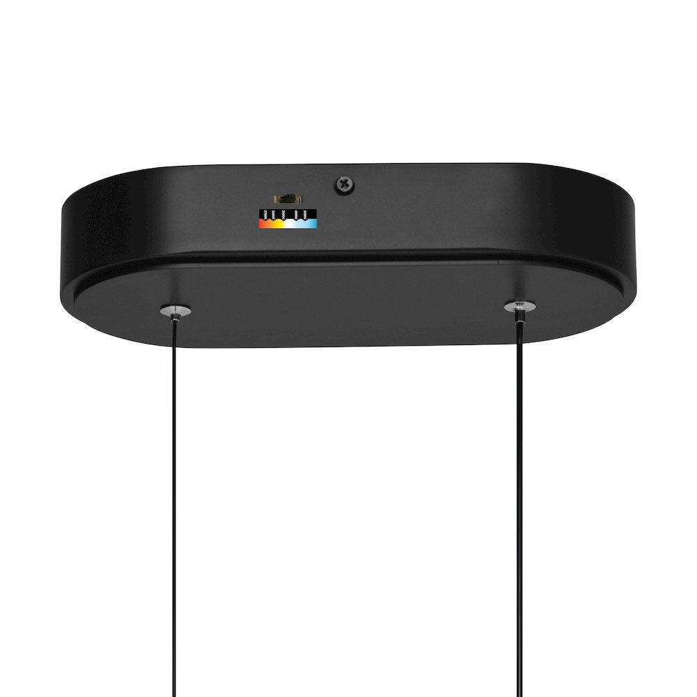 Curva Integrated LED 22in Black Chandelier with Handcrafted Glass. Picture 8