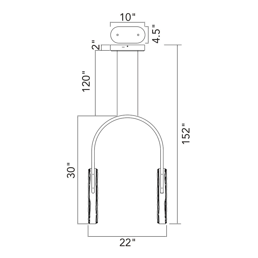 Curva Integrated LED 22in Black Chandelier with Handcrafted Glass. Picture 14