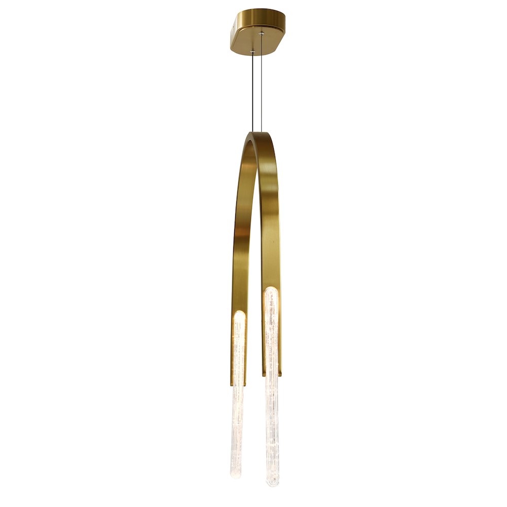Curva Integrated LED 22in Brass Chandelier with Handcrafted Glass. Picture 3