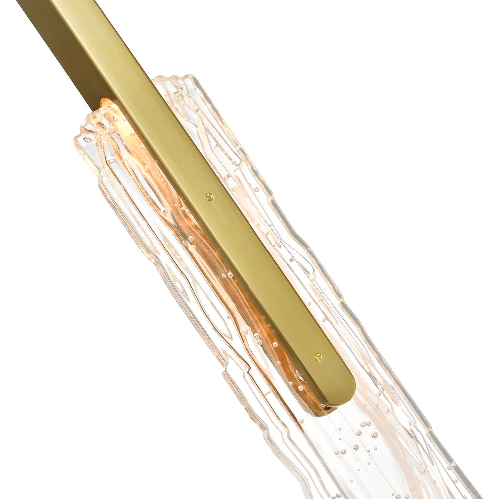 Curva Integrated LED 22in Brass Chandelier with Handcrafted Glass. Picture 6