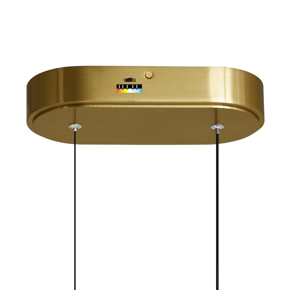 Curva Integrated LED 22in Brass Chandelier with Handcrafted Glass. Picture 8