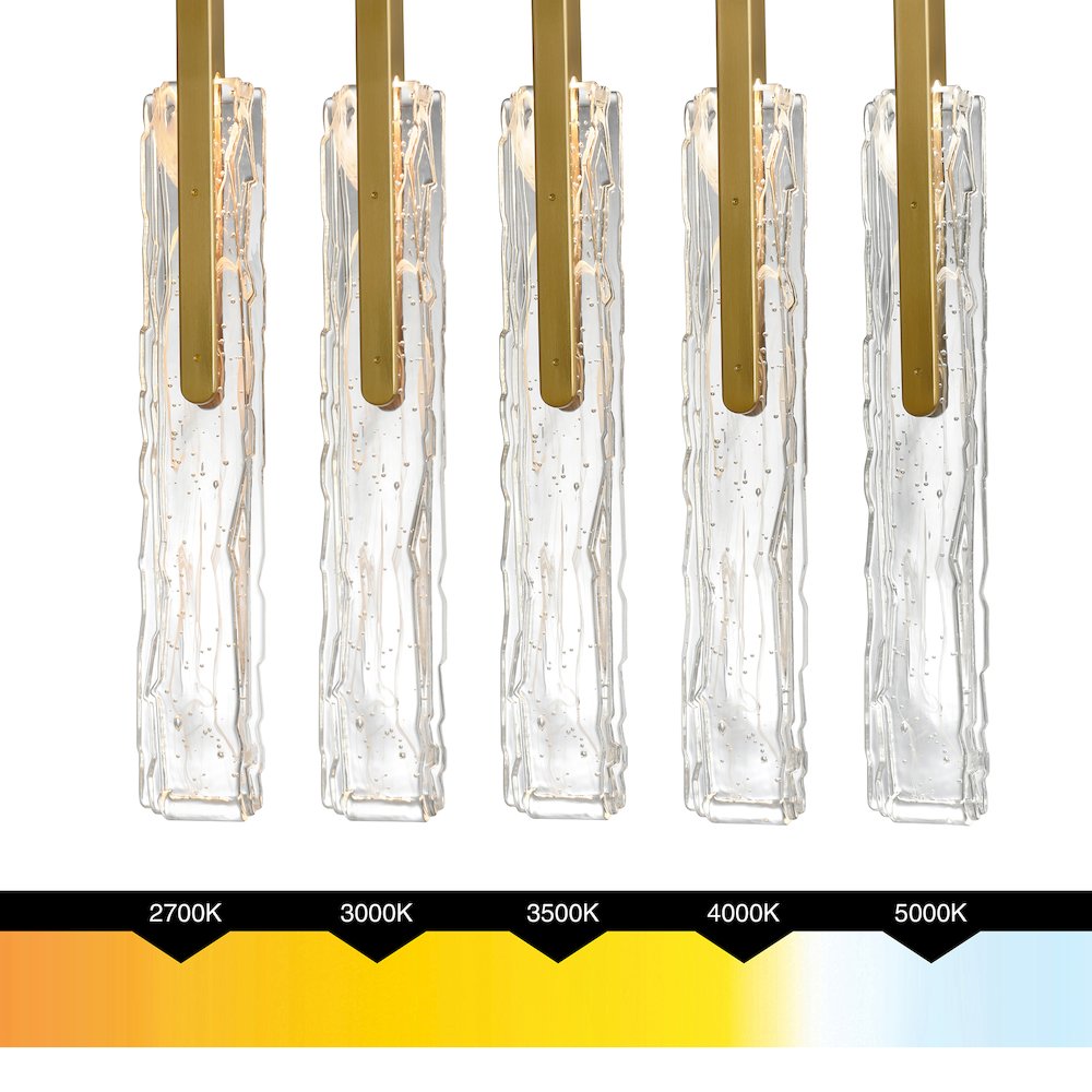Curva Integrated LED 22in Brass Chandelier with Handcrafted Glass. Picture 9