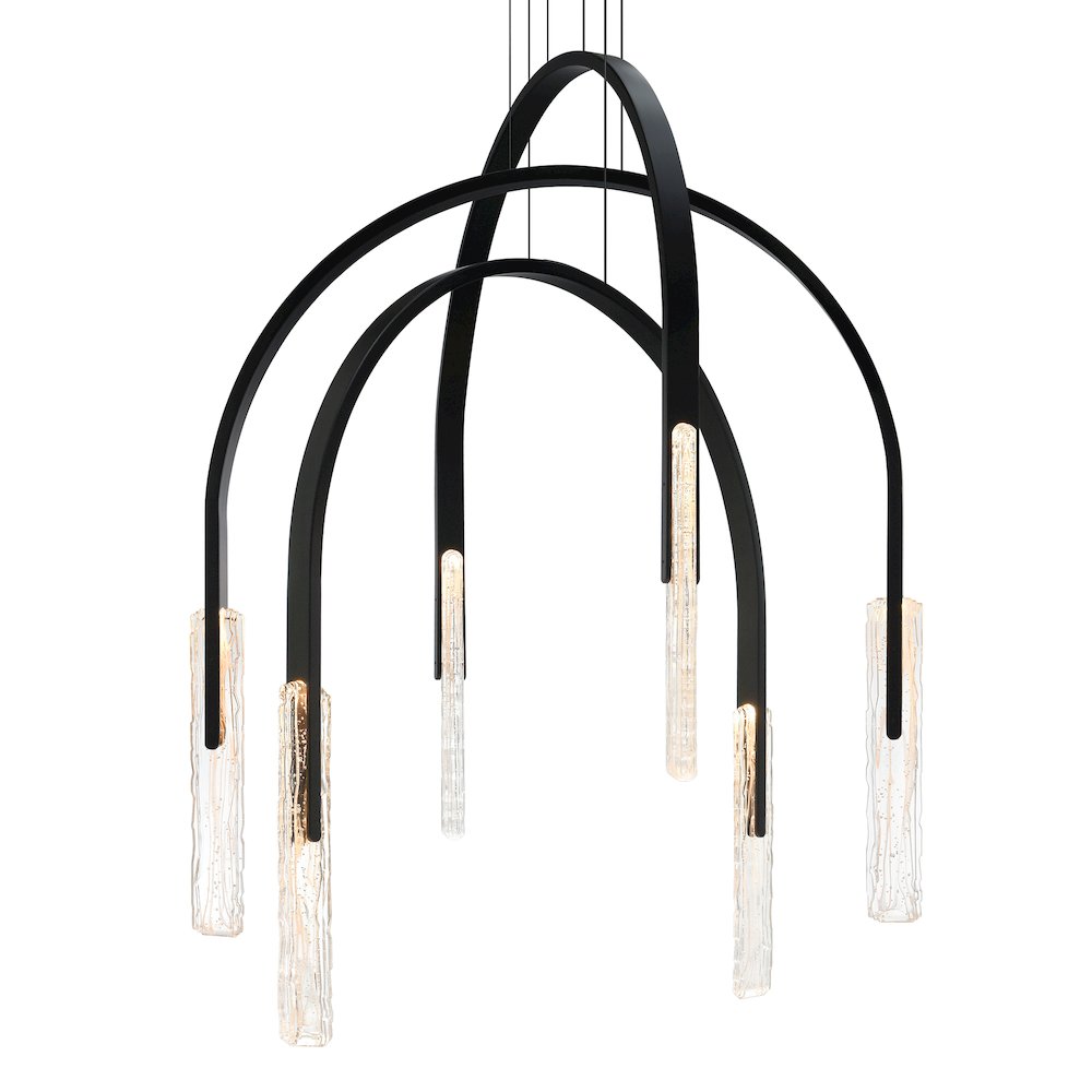 Curva Integrated LED 38in Black Chandelier with Handcrafted Glass. Picture 4