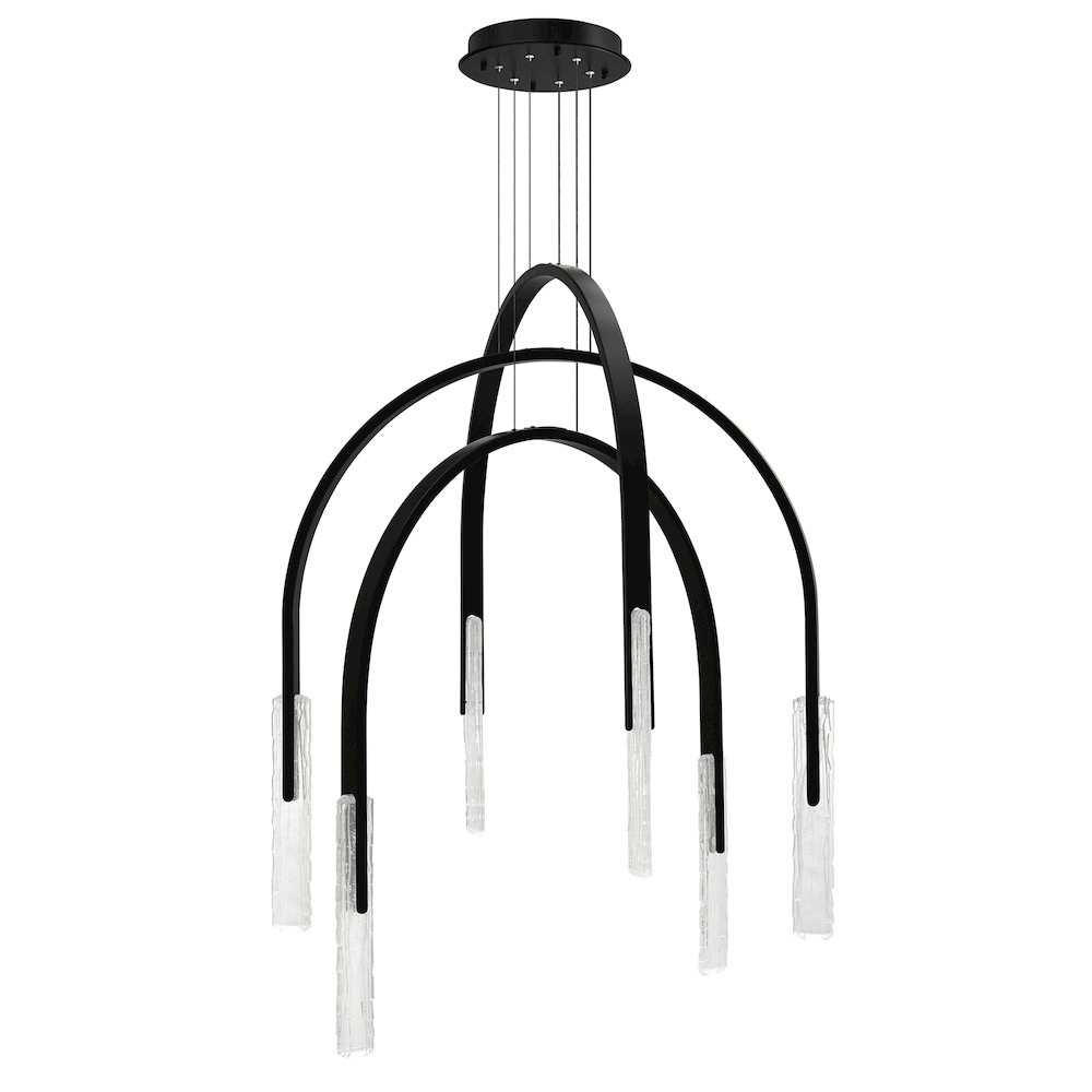 Curva Integrated LED 38in Black Chandelier with Handcrafted Glass. Picture 5
