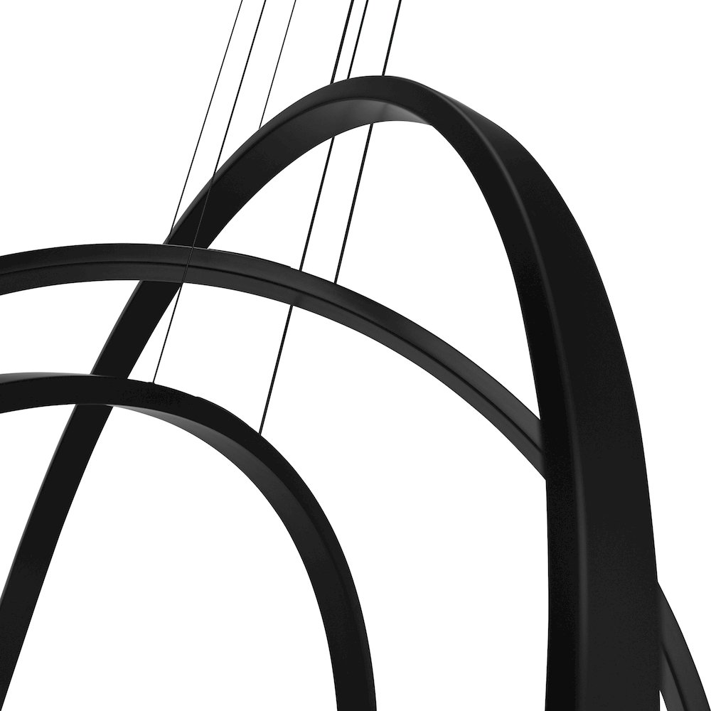 Curva Integrated LED 38in Black Chandelier with Handcrafted Glass. Picture 7