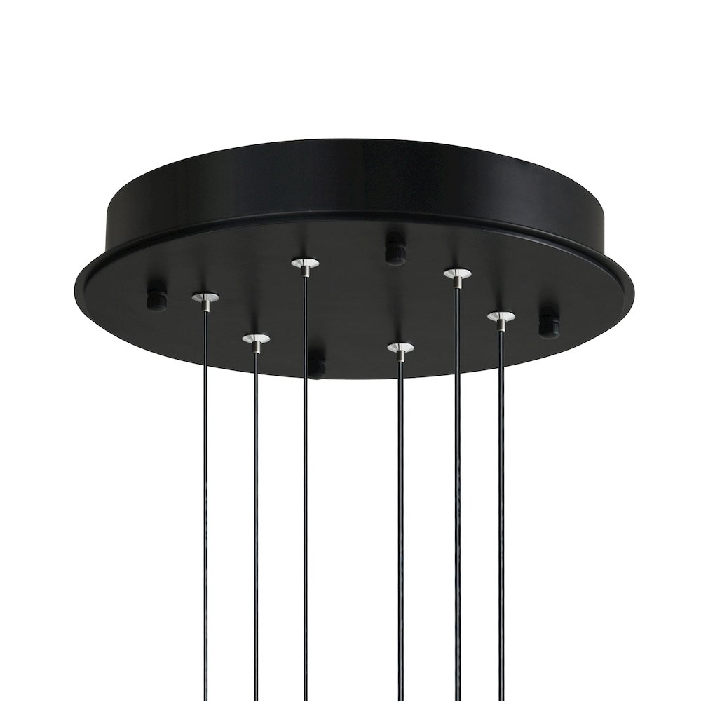 Curva Integrated LED 38in Black Chandelier with Handcrafted Glass. Picture 9