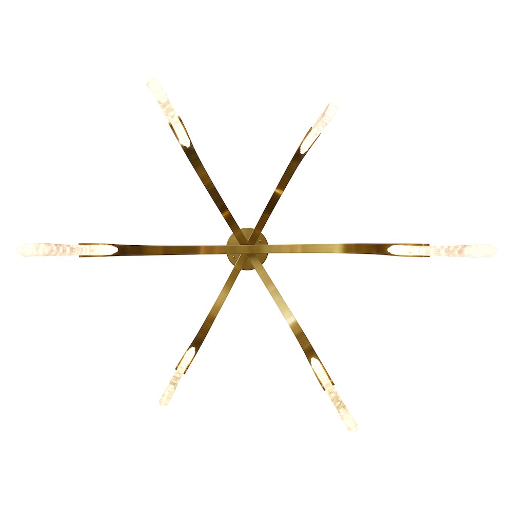 Curva Integrated LED 38in Brass Chandelier with Handcrafted Glass. Picture 5