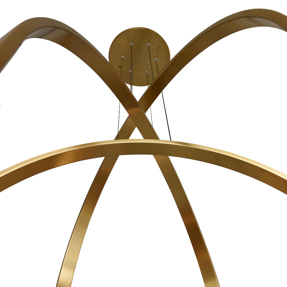 Curva Integrated LED 38in Brass Chandelier with Handcrafted Glass. Picture 6