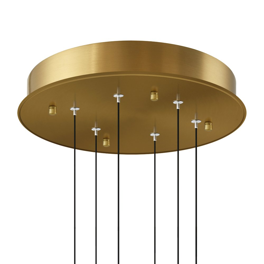 Curva Integrated LED 38in Brass Chandelier with Handcrafted Glass. Picture 8