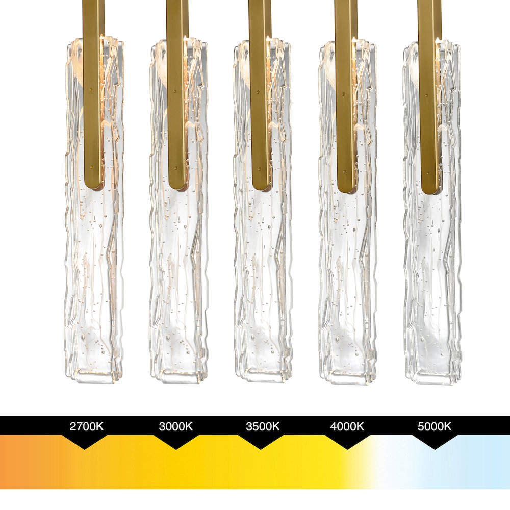 Curva Integrated LED 38in Brass Chandelier with Handcrafted Glass. Picture 9