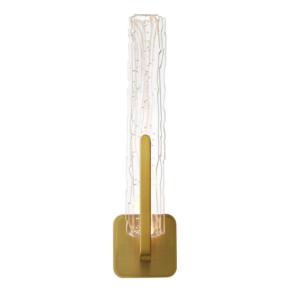 Curva Integrated LED 19in Brass Wall Light with Handcrafted Glass. Picture 1