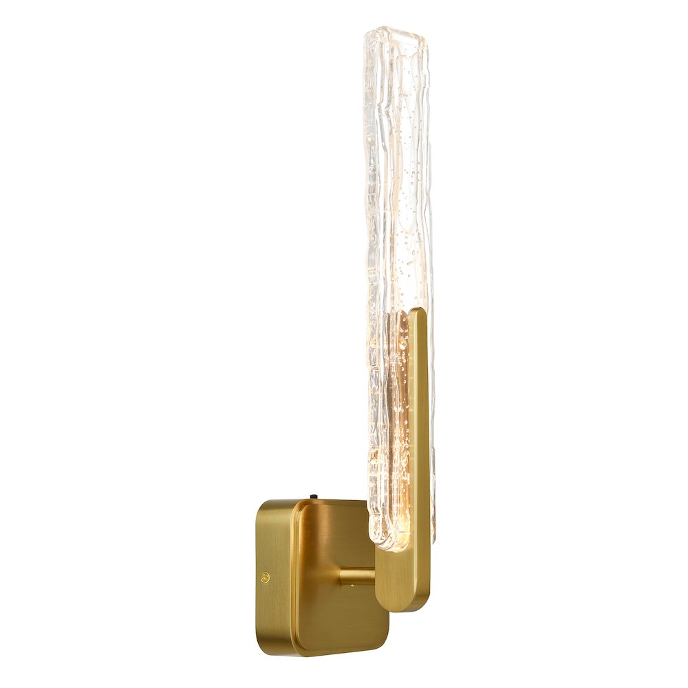 Curva Integrated LED 19in Brass Wall Light with Handcrafted Glass. Picture 3