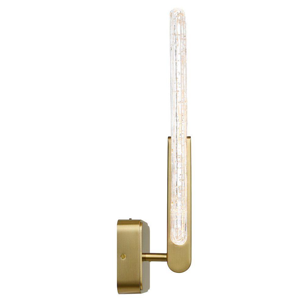 Curva Integrated LED 19in Brass Wall Light with Handcrafted Glass. Picture 4